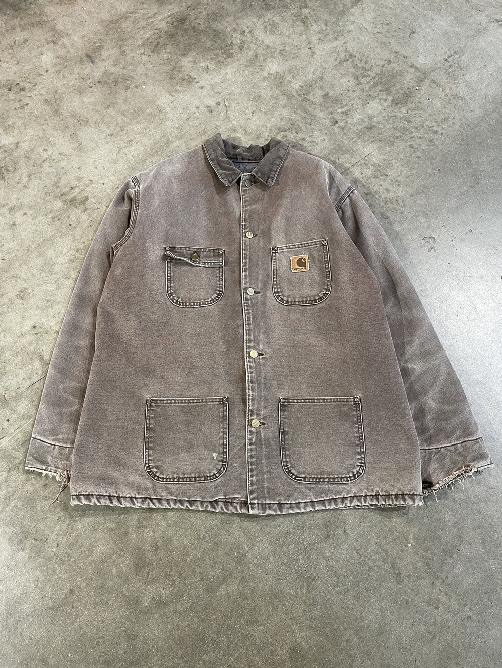 Vintage Carhartt Chore Coat USA XL 26x34 faded distressed
